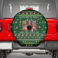 Funny Cats Make Me Happy Humans Make My Head Hurt Quote Spare Tire Cover with Green Christmas Pattern - Wonder Print Shop