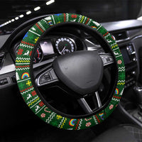 Funny Cats Make Me Happy Humans Make My Head Hurt Quote Steering Wheel Cover with Green Christmas Pattern - Wonder Print Shop