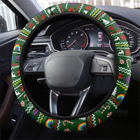 Funny Cats Make Me Happy Humans Make My Head Hurt Quote Steering Wheel Cover with Green Christmas Pattern - Wonder Print Shop