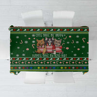 Funny Cats Make Me Happy Humans Make My Head Hurt Quote Tablecloth with Green Christmas Pattern - Wonder Print Shop