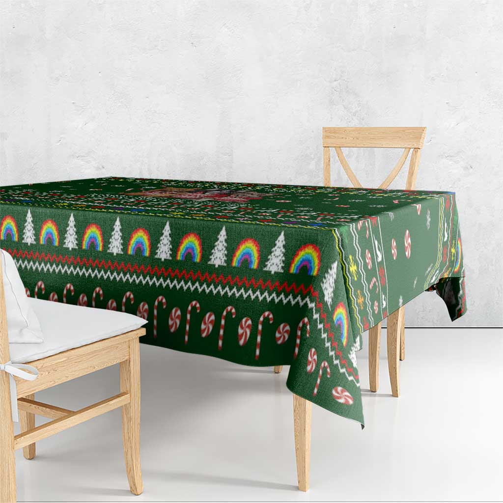 Funny Cats Make Me Happy Humans Make My Head Hurt Quote Tablecloth with Green Christmas Pattern - Wonder Print Shop