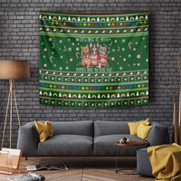 Funny Cats Make Me Happy Humans Make My Head Hurt Quote Tapestry with Green Christmas Pattern - Wonder Print Shop