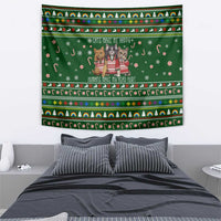 Funny Cats Make Me Happy Humans Make My Head Hurt Quote Tapestry with Green Christmas Pattern - Wonder Print Shop