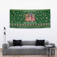 Funny Cats Make Me Happy Humans Make My Head Hurt Quote Tapestry with Green Christmas Pattern - Wonder Print Shop