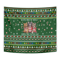 Funny Cats Make Me Happy Humans Make My Head Hurt Quote Tapestry with Green Christmas Pattern - Wonder Print Shop