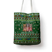 Funny Cats Make Me Happy Humans Make My Head Hurt Quote Tote Bag with Green Christmas Pattern - Wonder Print Shop