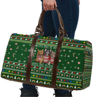 Funny Cats Make Me Happy Humans Make My Head Hurt Quote Travel Bag with Green Christmas Pattern - Wonder Print Shop