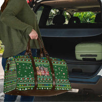 Funny Cats Make Me Happy Humans Make My Head Hurt Quote Travel Bag with Green Christmas Pattern - Wonder Print Shop