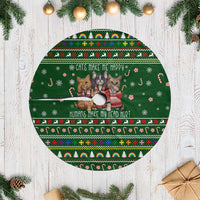 Funny Cats Make Me Happy Humans Make My Head Hurt Quote Tree Skirt with Green Christmas Pattern - Wonder Print Shop