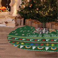 Funny Cats Make Me Happy Humans Make My Head Hurt Quote Tree Skirt with Green Christmas Pattern - Wonder Print Shop
