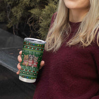 Funny Cats Make Me Happy Humans Make My Head Hurt Quote Tumbler Cup with Green Christmas Pattern - Wonder Print Shop