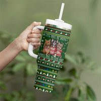 Funny Cats Make Me Happy Humans Make My Head Hurt Quote Tumbler With Handle with Green Christmas Pattern - Wonder Print Shop