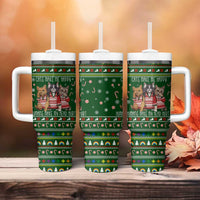Funny Cats Make Me Happy Humans Make My Head Hurt Quote Tumbler With Handle with Green Christmas Pattern - Wonder Print Shop