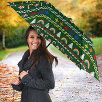 Funny Cats Make Me Happy Humans Make My Head Hurt Quote Umbrella with Green Christmas Pattern - Wonder Print Shop