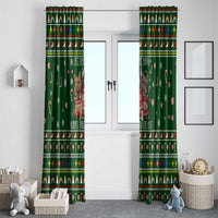 Funny Cats Make Me Happy Humans Make My Head Hurt Quote Window Curtain with Green Christmas Pattern - Wonder Print Shop