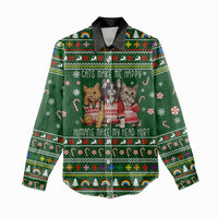 Funny Cats Make Me Happy Humans Make My Head Hurt Quote Women Casual Shirt with Green Christmas Pattern - Wonder Print Shop