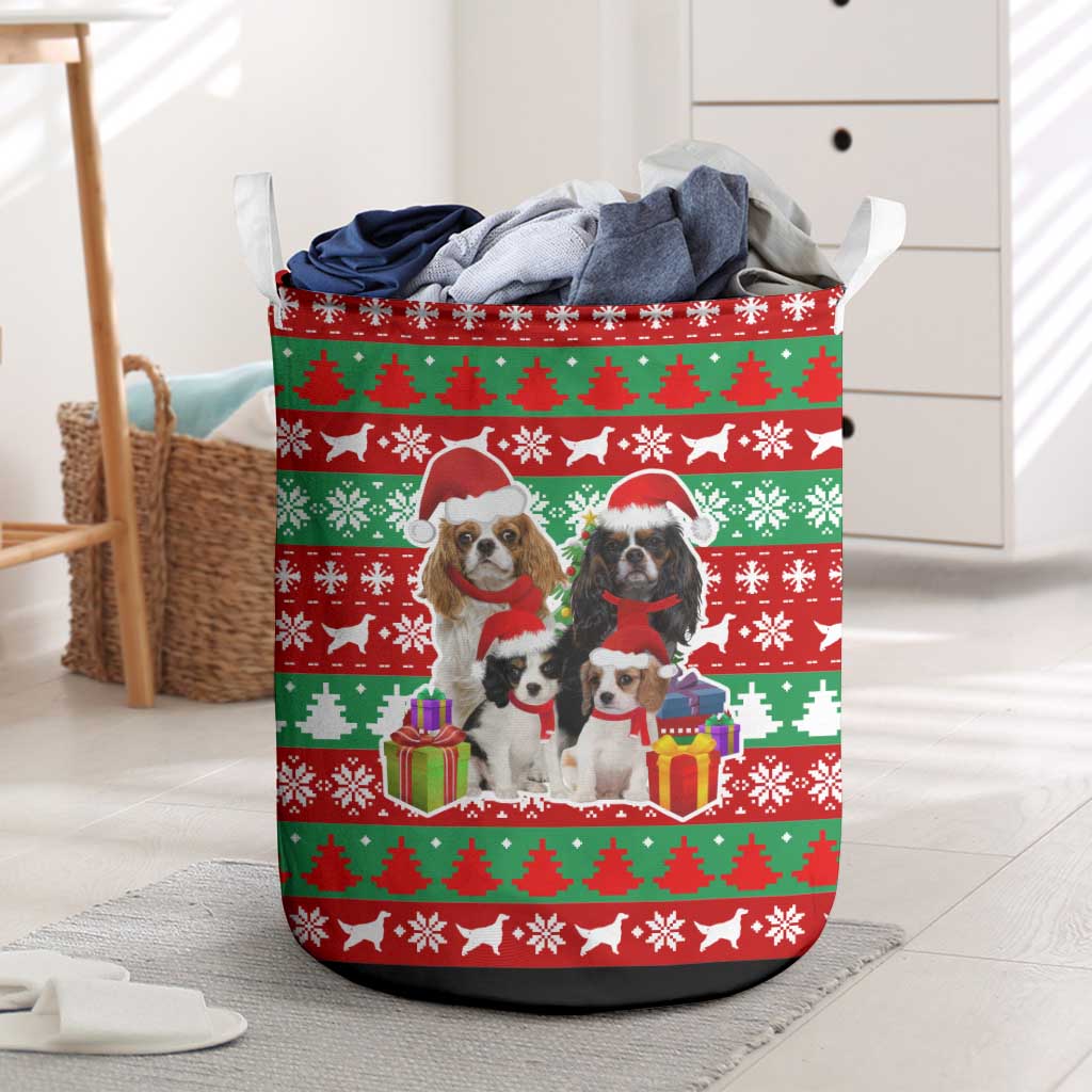 Christmas Dogs Laundry Basket with Santa Hats and Red Green Holiday Pattern - Wonder Print Shop