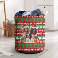 Christmas Dogs Laundry Basket with Santa Hats and Red Green Holiday Pattern - Wonder Print Shop