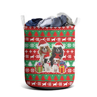Christmas Dogs Laundry Basket with Santa Hats and Red Green Holiday Pattern - Wonder Print Shop