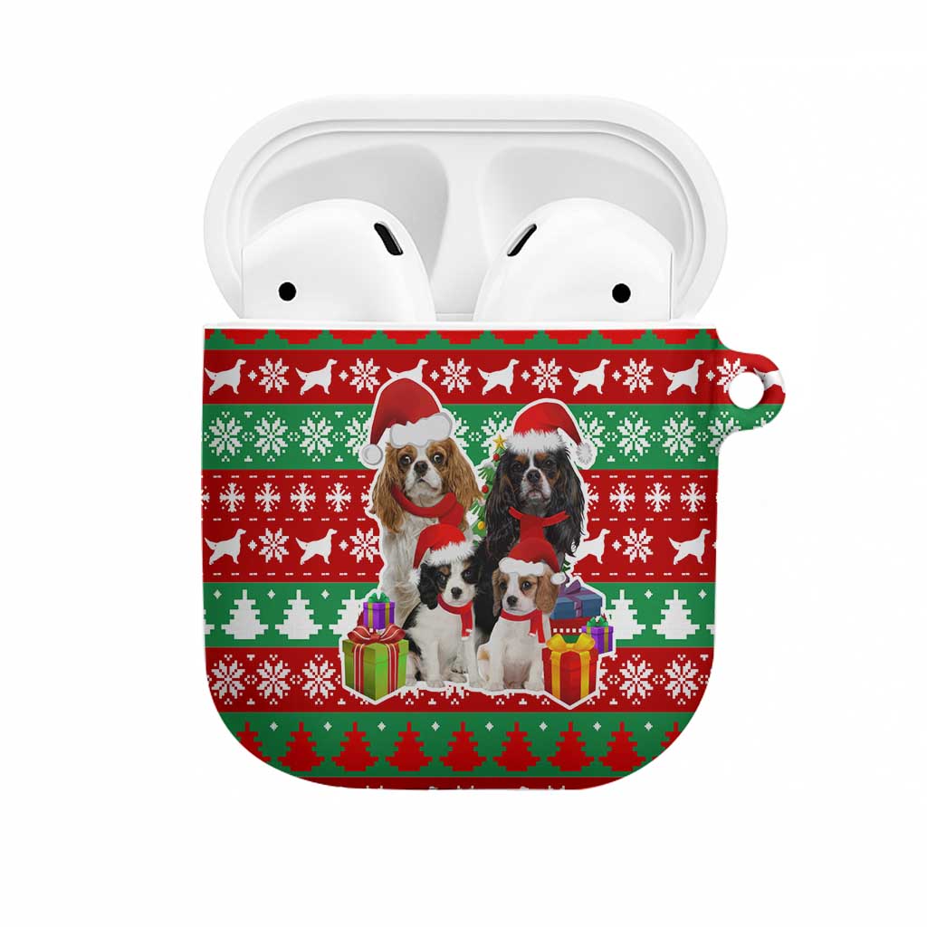 Christmas Dogs AirPods Case with Santa Hats and Red Green Holiday Pattern - Wonder Print Shop