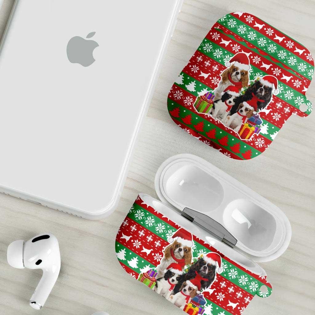 Christmas Dogs AirPods Case with Santa Hats and Red Green Holiday Pattern - Wonder Print Shop