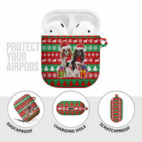 Christmas Dogs AirPods Case with Santa Hats and Red Green Holiday Pattern - Wonder Print Shop