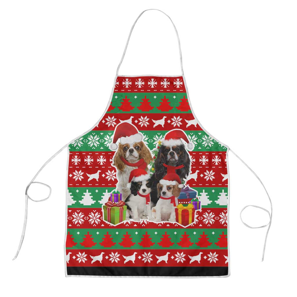 Christmas Dogs Apron with Santa Hats and Red Green Holiday Pattern - Wonder Print Shop