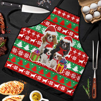 Christmas Dogs Apron with Santa Hats and Red Green Holiday Pattern - Wonder Print Shop