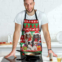 Christmas Dogs Apron with Santa Hats and Red Green Holiday Pattern - Wonder Print Shop