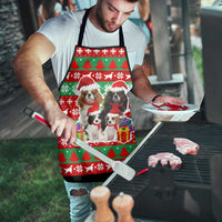 Christmas Dogs Apron with Santa Hats and Red Green Holiday Pattern - Wonder Print Shop