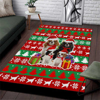 Christmas Dogs Area Rug with Santa Hats and Red Green Holiday Pattern - Wonder Print Shop