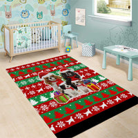 Christmas Dogs Area Rug with Santa Hats and Red Green Holiday Pattern - Wonder Print Shop