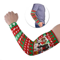 Christmas Dogs Arm Sleeves with Santa Hats and Red Green Holiday Pattern - Wonder Print Shop