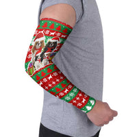 Christmas Dogs Arm Sleeves with Santa Hats and Red Green Holiday Pattern - Wonder Print Shop