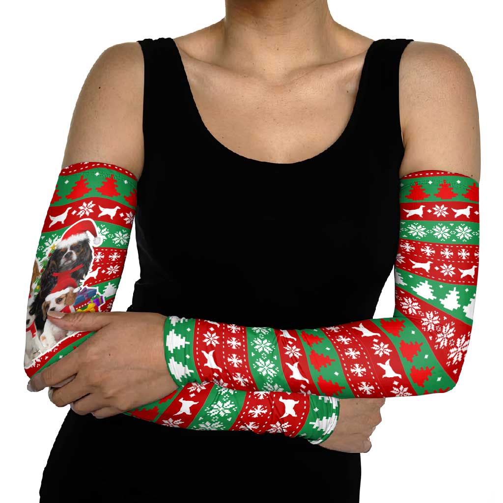 Christmas Dogs Arm Sleeves with Santa Hats and Red Green Holiday Pattern - Wonder Print Shop
