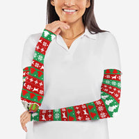 Christmas Dogs Arm Sleeves with Santa Hats and Red Green Holiday Pattern - Wonder Print Shop