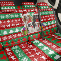 Christmas Dogs Back Car Seat Cover with Santa Hats and Red Green Holiday Pattern - Wonder Print Shop