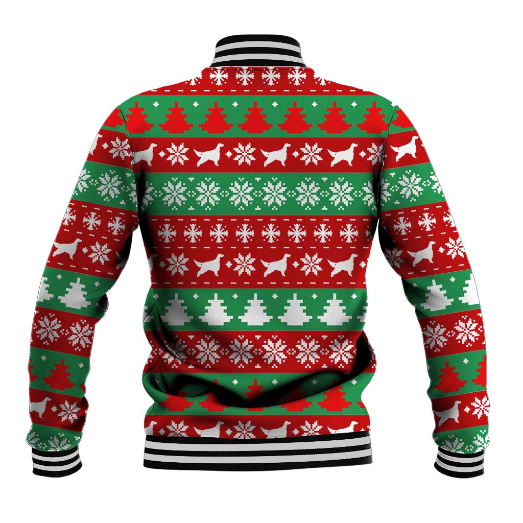 Christmas Dogs Baseball Jacket with Santa Hats and Red Green Holiday Pattern - Wonder Print Shop