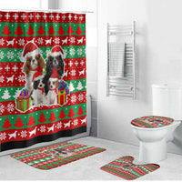 Christmas Dogs Bathroom Set with Santa Hats and Red Green Holiday Pattern - Wonder Print Shop