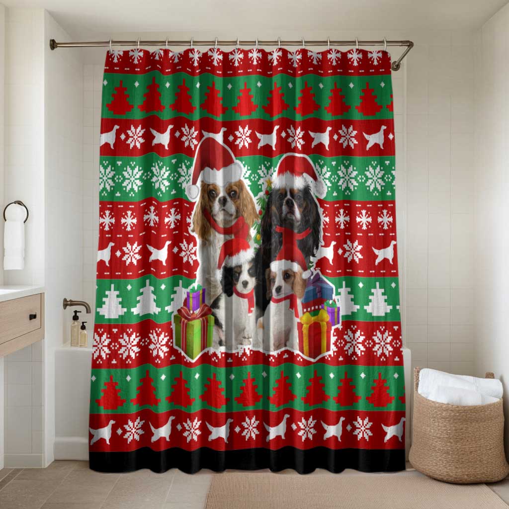 Christmas Dogs Bathroom Set with Santa Hats and Red Green Holiday Pattern - Wonder Print Shop