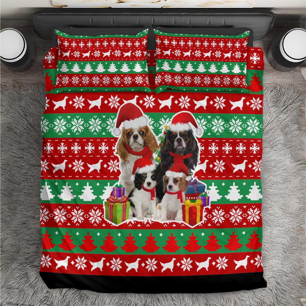Christmas Dogs Bedding Set with Santa Hats and Red Green Holiday Pattern - Wonder Print Shop
