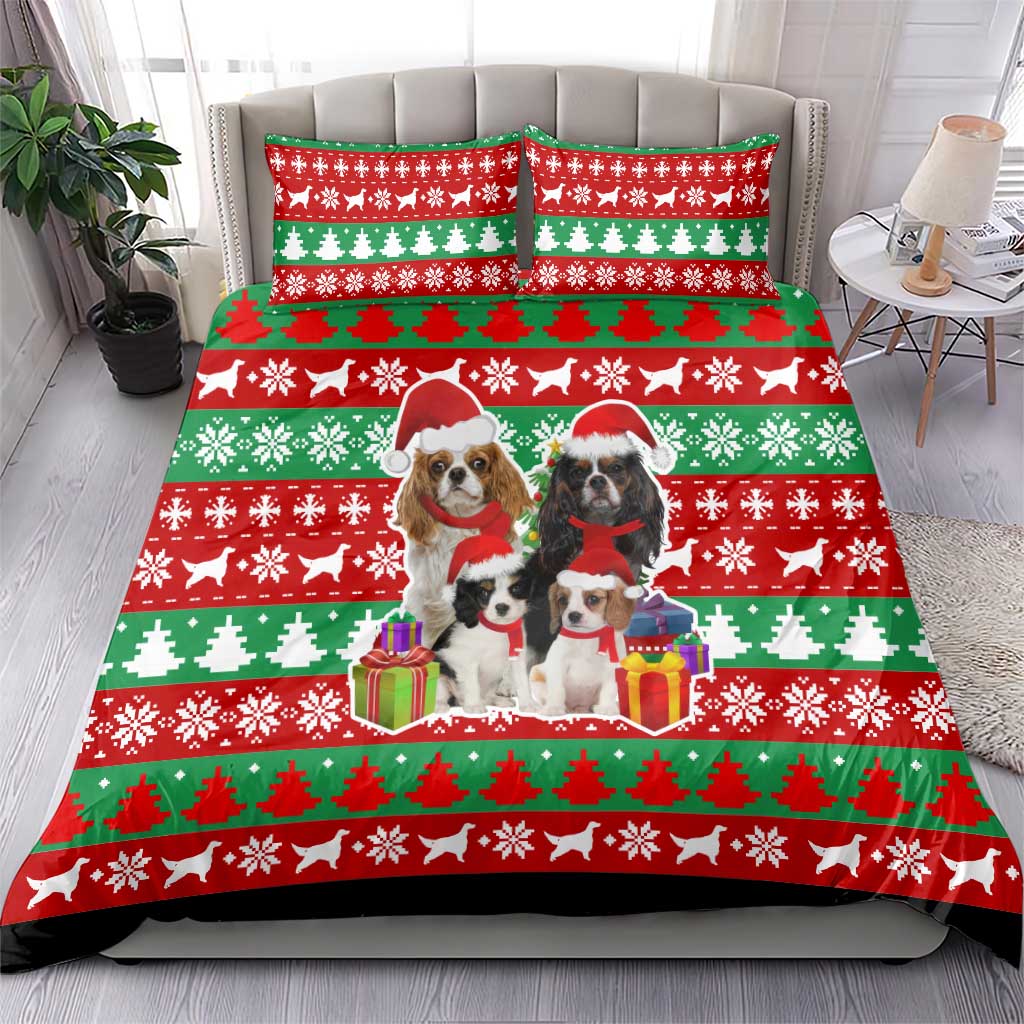 Christmas Dogs Bedding Set with Santa Hats and Red Green Holiday Pattern - Wonder Print Shop