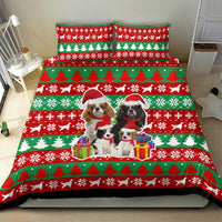 Christmas Dogs Bedding Set with Santa Hats and Red Green Holiday Pattern - Wonder Print Shop