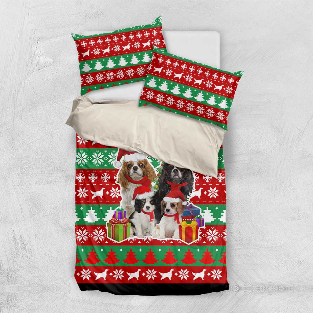 Christmas Dogs Bedding Set with Santa Hats and Red Green Holiday Pattern - Wonder Print Shop