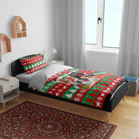 Christmas Dogs Bedding Set with Santa Hats and Red Green Holiday Pattern - Wonder Print Shop