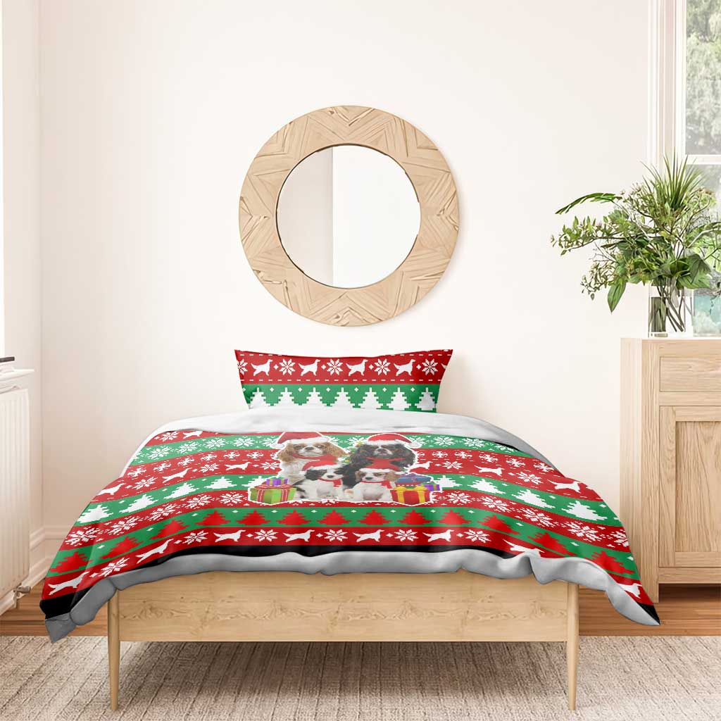 Christmas Dogs Bedding Set with Santa Hats and Red Green Holiday Pattern - Wonder Print Shop