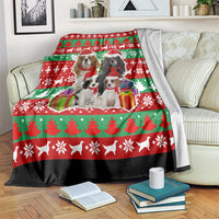 Christmas Dogs Blanket with Santa Hats and Red Green Holiday Pattern - Wonder Print Shop