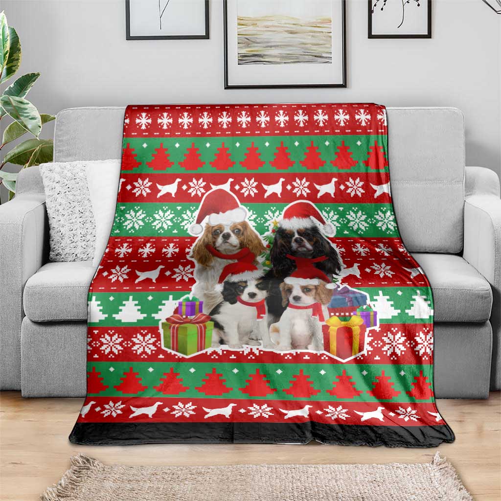 Christmas Dogs Blanket with Santa Hats and Red Green Holiday Pattern - Wonder Print Shop