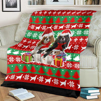 Christmas Dogs Blanket with Santa Hats and Red Green Holiday Pattern - Wonder Print Shop