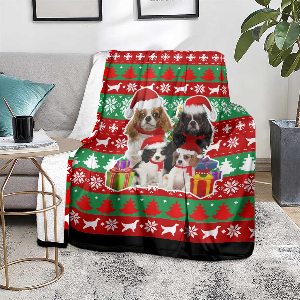 Christmas Dogs Blanket with Santa Hats and Red Green Holiday Pattern - Wonder Print Shop